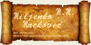 Miljenko Mačković vizit kartica